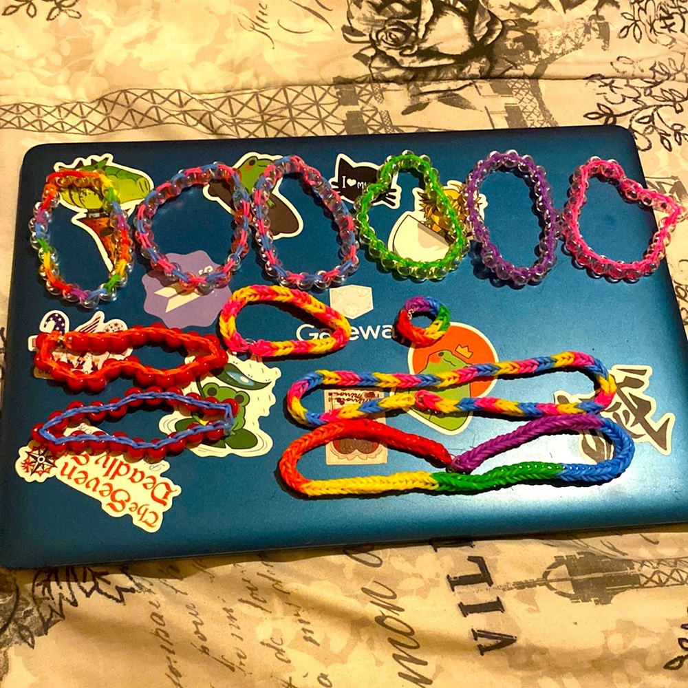 homemade bracelets, rings and necklaces